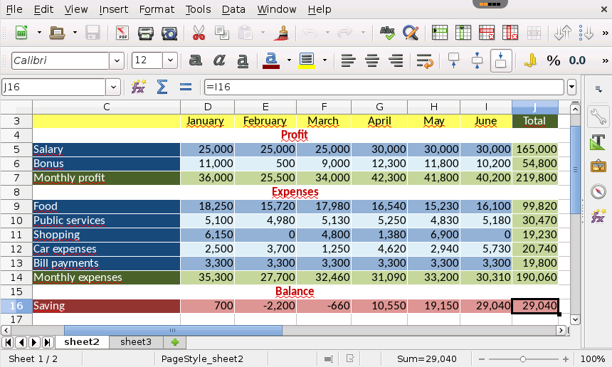 libre office calc